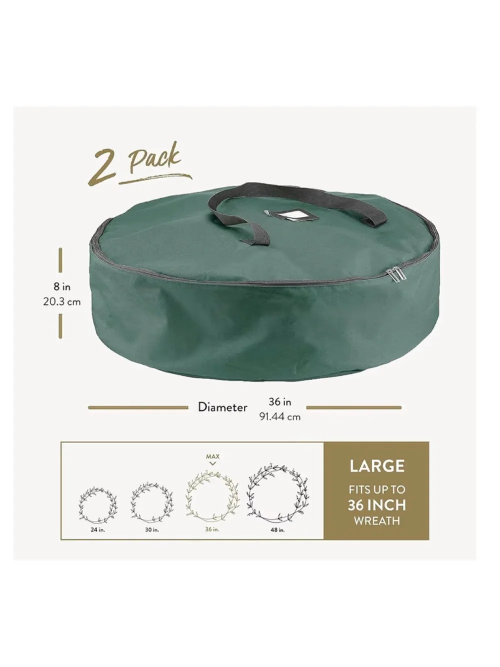 NEW 2 Pack Oxford Christmas Wreath Storage Container 36” Bag